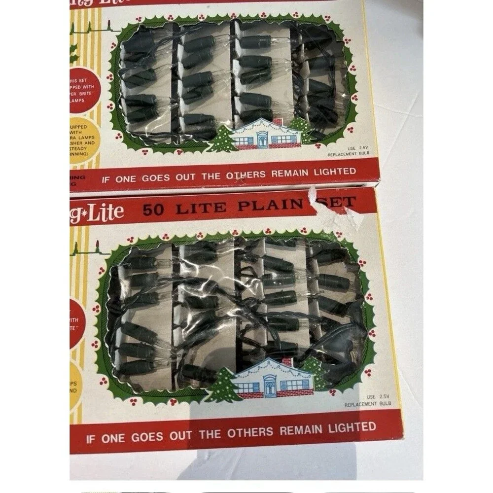 Vintage Christmas Lights Mini Clear Boxed Set ‎ - Sterling Lite 50 - Tested